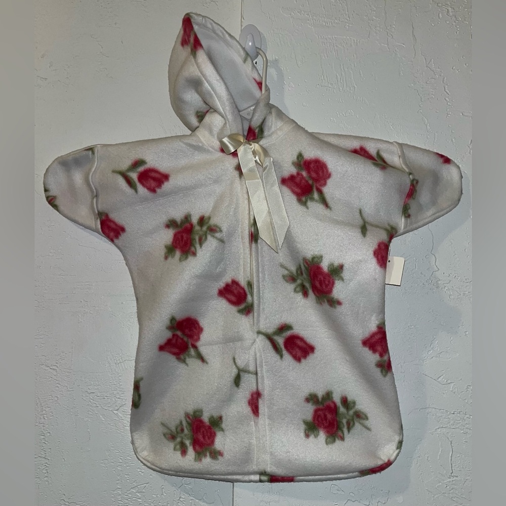 Hand Crafted Baby Bunting Fleece Floral with Ribbon